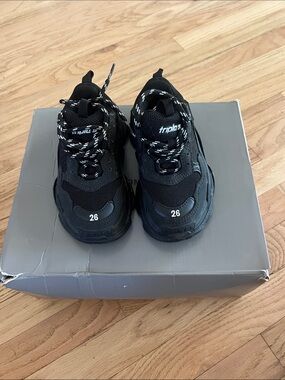 Balenciaga triple S Style Kids Black Athletic Sneakers